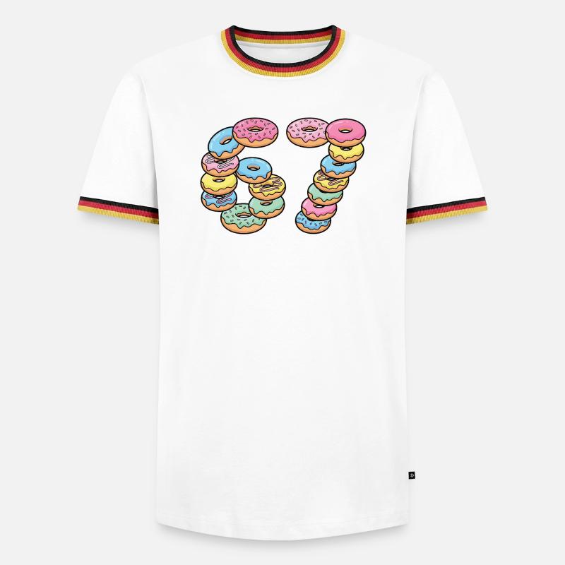 Pastel Donut Stack 67 Muster - Männer Kontrast-T-Shirt - Weiß/Dreifarbig