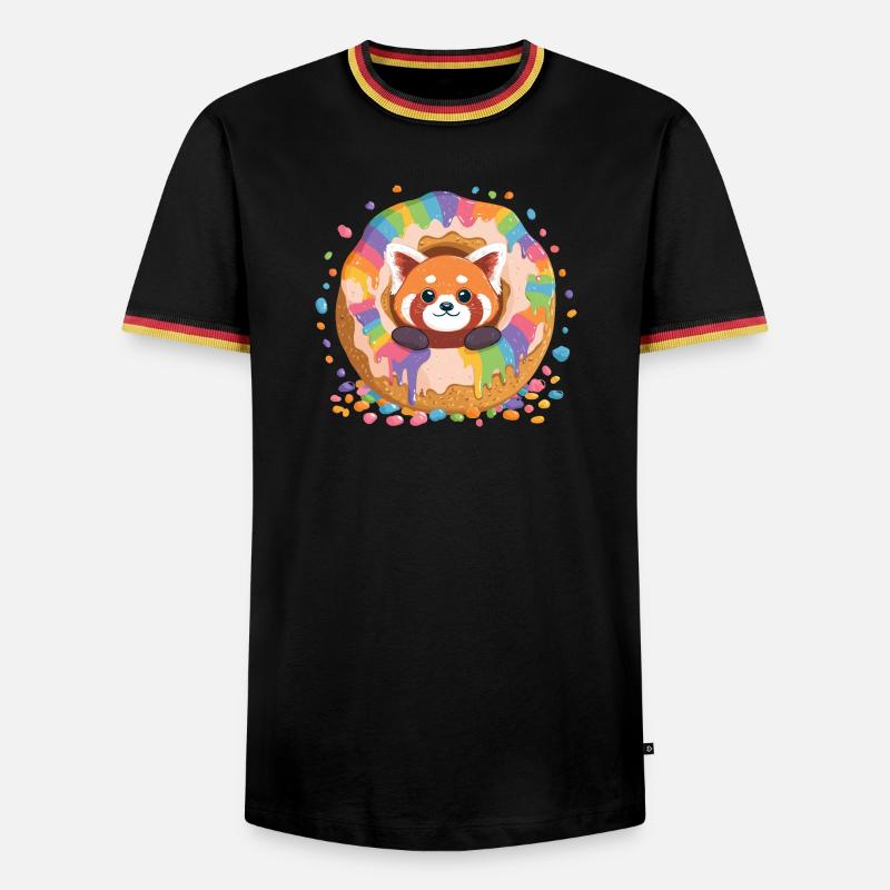 Donut Panda Regenbogen - Männer Kontrast-T-Shirt - Schwarz/Dreifarbig