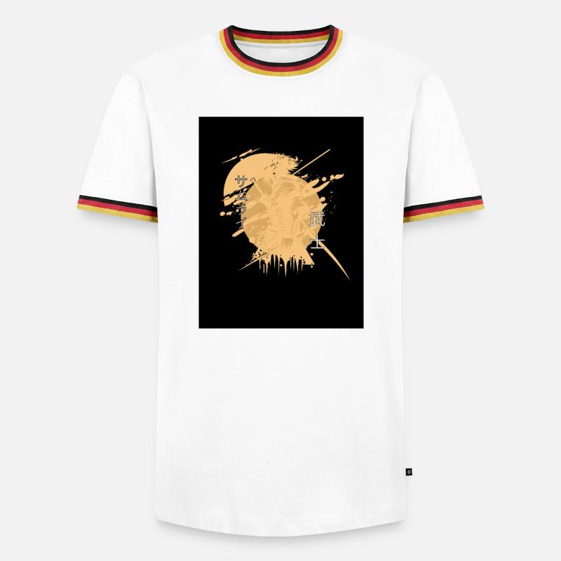 Samurai-Pferdespritzer Schwarz - Männer Kontrast-T-Shirt - Weiß/Dreifarbig