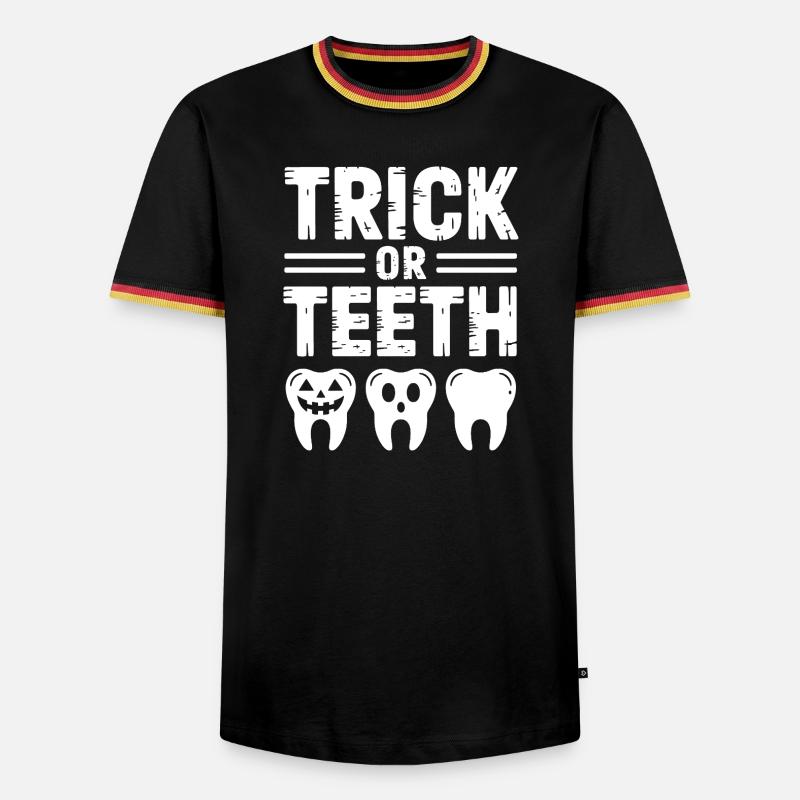 Trick oder Teeth Halloween-T-Shirt - Männer Kontrast-T-Shirt - Schwarz/Dreifarbig