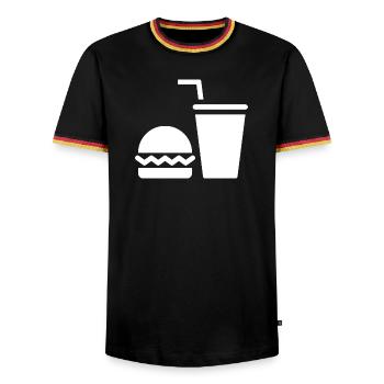 Restauration rapide, burgers, food trucks - T-shirt contrasté Homme - noir/tricolore - Devant - AI Model Male 178 light (178cm) & AI Model Male 185 light (185cm)