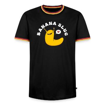 banana snail - Men's Ringer Shirt - black/tricolour - Front - AI Model Male 178 light (178cm) & AI Model Male 185 light (185cm)