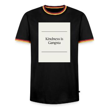 Inhimillisyys_on_uusi_musta-3 - T-shirt contrasté Homme - noir/tricolore - Devant - AI Model Male 178 light (178cm) & AI Model Male 185 light (185cm)