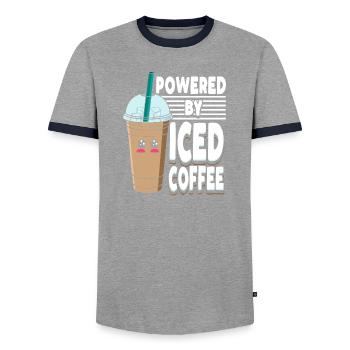 Graphique pastel de café glacé Kawaii mignon - T-shirt contrasté Homme - gris/marine  - Devant - AI Model Female 172 light (172cm) & AI Model Male 178 light (178cm)
