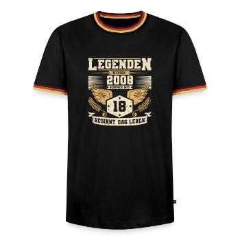 18 Geburtstag Legenden geboren 2008 Grunge Leben - Männer Kontrast-T-Shirt - Schwarz/Dreifarbig - Vorne - AI Model Male 178 light (178cm) & AI Model Male 185 light (185cm)