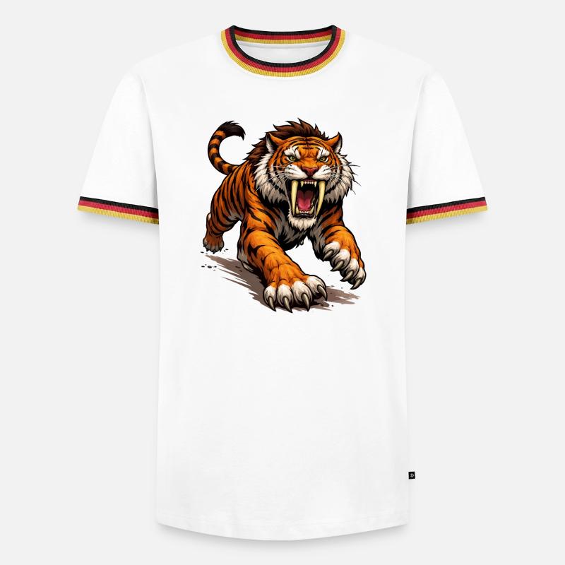 Comic Tiger Attack - Men's Ringer Shirt - white/tricolour
