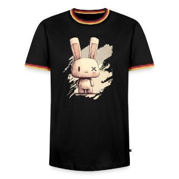 Un lapin mignon aux yeux X - T-shirt contrasté Homme - noir/tricolore - Devant - AI Model Male 178 light (178cm) & AI Model Male 185 light (185cm)