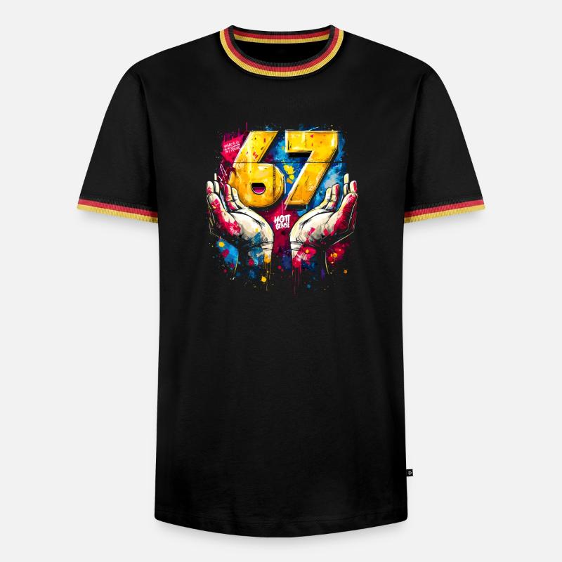 6 7 Graffiti Meme - Men's Ringer Shirt - black/tricolour