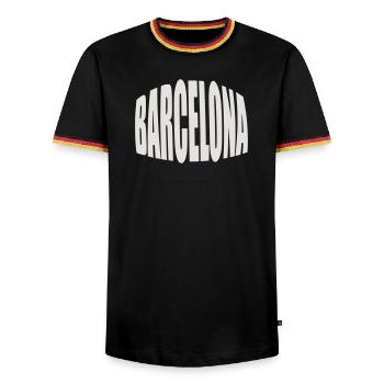 Logo Grand du Barcelone - T-shirt contrasté Homme - noir/tricolore - Devant - AI Model Male 178 light (178cm) & AI Model Male 185 light (185cm)