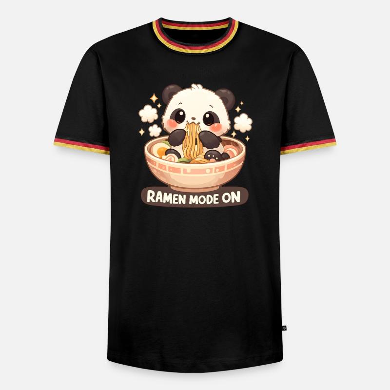 Ramen Panda Modus An - Männer Kontrast-T-Shirt - Schwarz/Dreifarbig