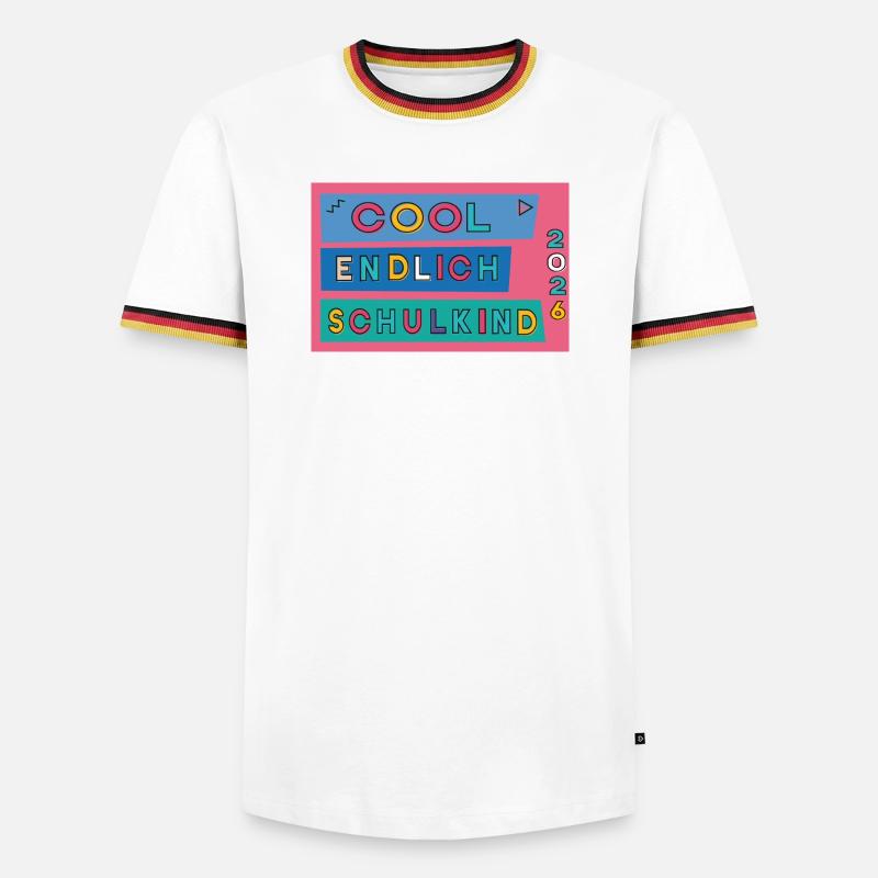 Endlich Schulkind  - Männer Kontrast-T-Shirt - Weiß/Dreifarbig