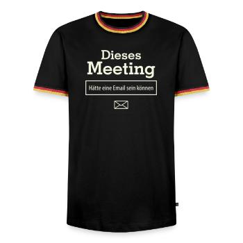 This meeting could have been an email - Men's Ringer Shirt - black/tricolour - Front - AI Model Male 178 light (178cm) & AI Model Male 185 light (185cm)