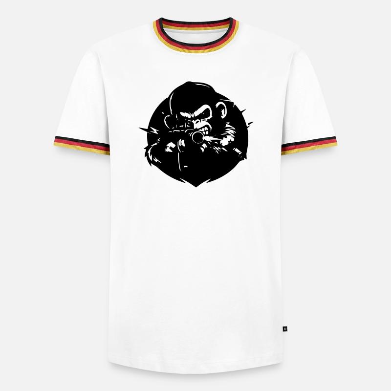 Monkey with Rifle - Men's Ringer Shirt - white/tricolour