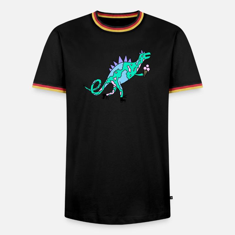 Rollerskates_Dino - Men's Ringer Shirt - black/tricolour