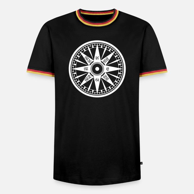 Kompass / Compass – Windrose, Schiffskompass - Männer Kontrast-T-Shirt - Schwarz/Dreifarbig