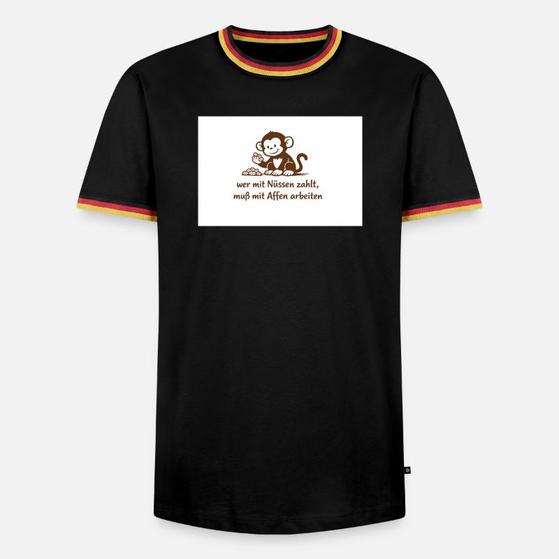 Arbeiteraffe_mit_Erdnuessen - Männer Kontrast-T-Shirt - Schwarz/Dreifarbig