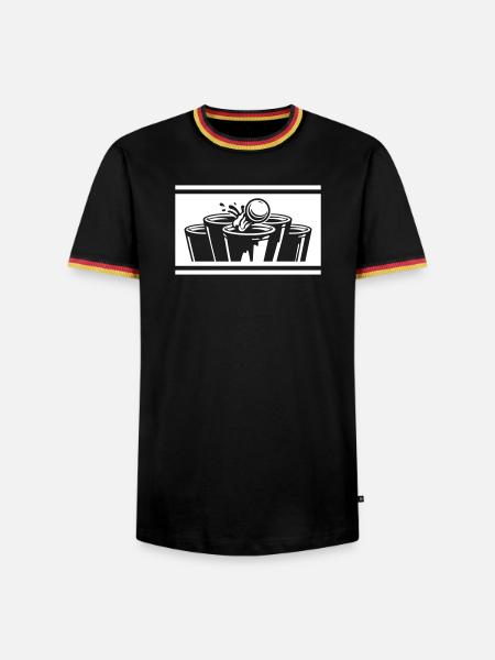Bierpong Becher Weiß Symbol - Männer Kontrast-T-Shirt - Schwarz/Dreifarbig