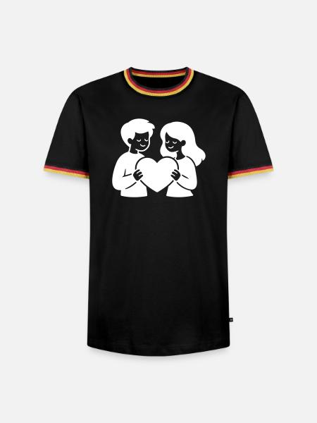 Liebespaar Verliebt Herz - Männer Kontrast-T-Shirt - Schwarz/Dreifarbig