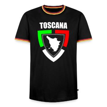 Souvenir toscane en t-shirt tricolore d’Italie - T-shirt contrasté Homme - noir/tricolore - Devant - AI Model Male 178 light (178cm) & AI Model Male 185 light (185cm)