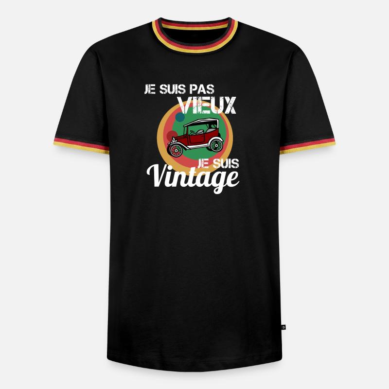 Ich bin kein altes Oldtimer-Auto - Männer Kontrast-T-Shirt - Schwarz/Dreifarbig