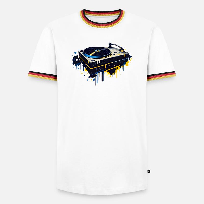 Graffiti Turntable Design - Men's Ringer Shirt - white/tricolour