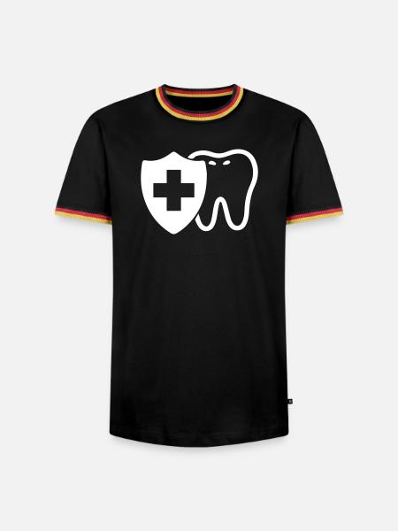Zahn Schutzschild Symbol Weiß - Männer Kontrast-T-Shirt - Schwarz/Dreifarbig