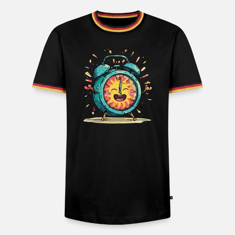 Sun Alarm Clock Celebration Image - Men's Ringer Shirt - black/tricolour