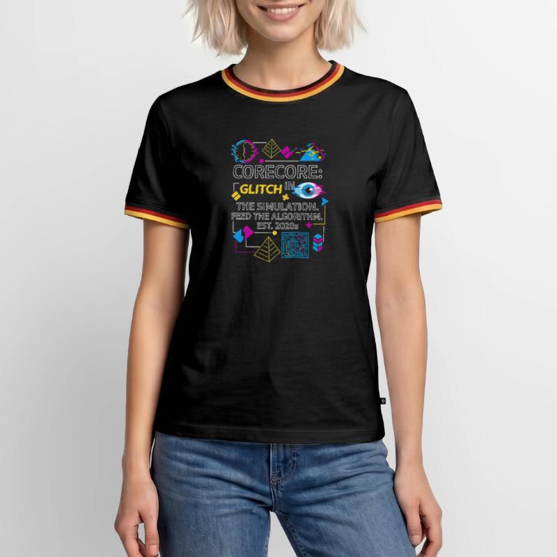 Corecore Glitch Simulation Algorithm Collage Men's Ringer Shirt