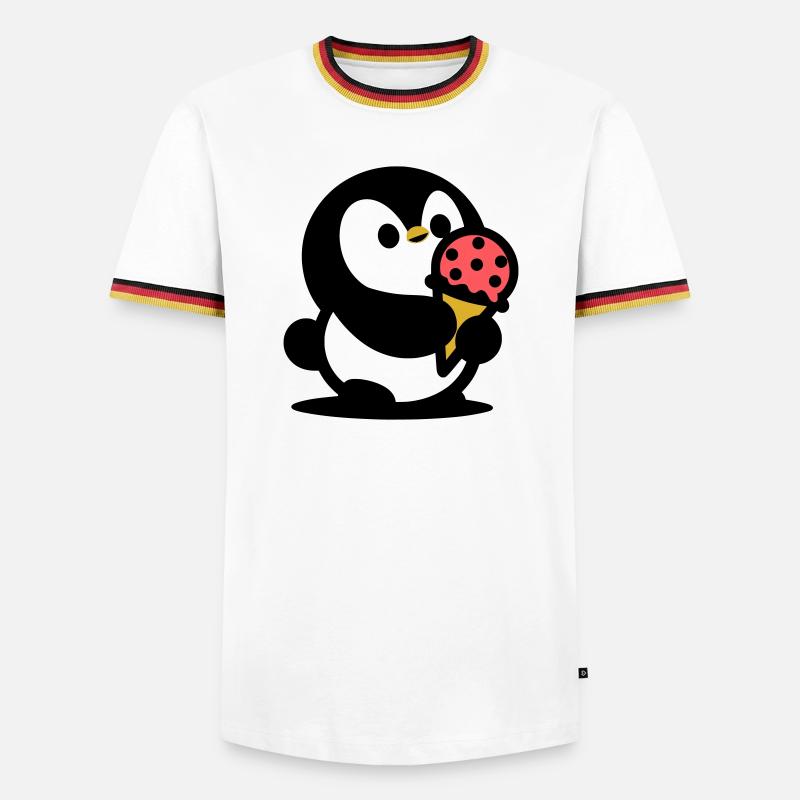Kleiner Pinguin mit Eis - Men's Ringer Shirt - white/tricolour