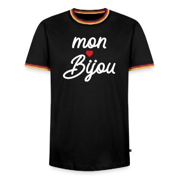 Mon Bijou Coeur Script - T-shirt contrasté Homme - noir/tricolore - Devant - AI Model Male 178 light (178cm) & AI Model Male 185 light (185cm)