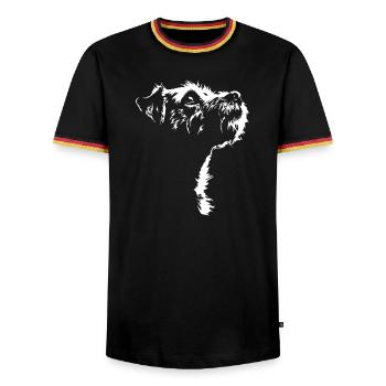 Border Terrier Silhouette Dog Dog Wilsigns - Men's Ringer Shirt - black/tricolour - Front - AI Model Male 178 light (178cm) & AI Model Male 185 light (185cm)