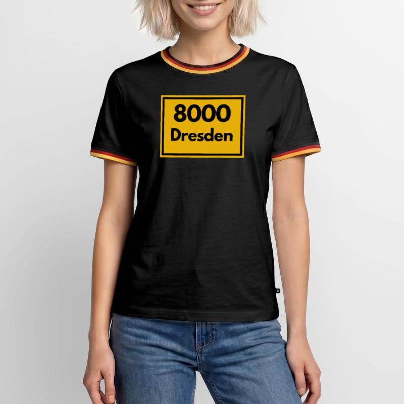 OLD POSTCODE POSTCODE RETRO 8000 DRESDEN ELBE Men's Ringer Shirt