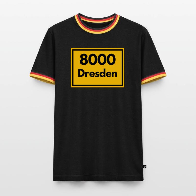 OLD POSTCODE POSTCODE RETRO 8000 DRESDEN ELBE Men's Ringer Shirt