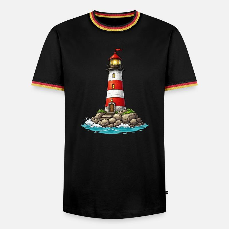 Faro con strisce rosse - Maglietta Contrast da uomo - bianco/tricolore