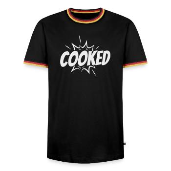 Cooked Explosiver Comic-Style - Männer Kontrast-T-Shirt - Schwarz/Dreifarbig - Vorne - AI Model Male 178 light (178cm) & AI Model Male 185 light (185cm)