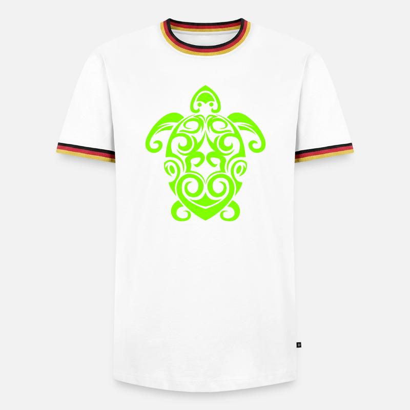 Glowing Turtle Tribal Pattern - Men's Ringer Shirt - white/tricolour