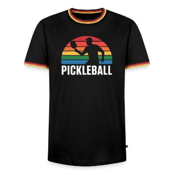 Silhouette du coucher de Pickleball - T-shirt contrasté Homme - noir/tricolore - Devant - AI Model Male 178 light (178cm) & AI Model Male 185 light (185cm)