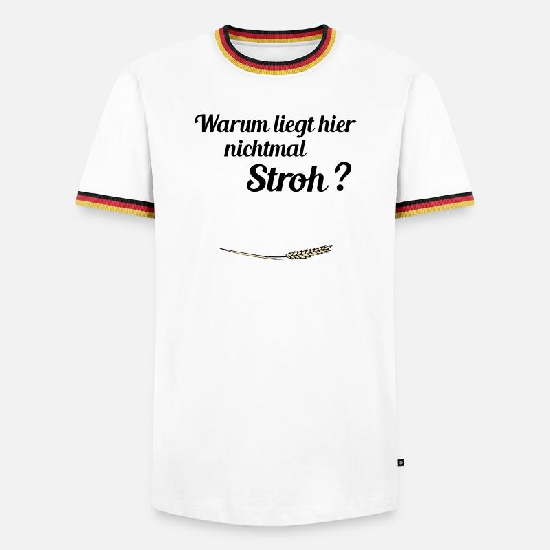 kein Stroh - Männer Kontrast-T-Shirt - Weiß/Dreifarbig