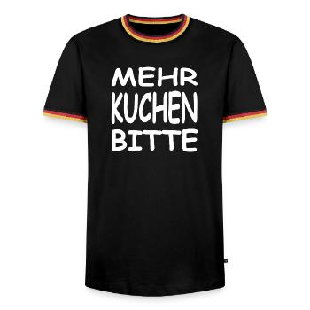 Kuchen - Männer Kontrast-T-Shirt - Schwarz/Dreifarbig - Vorne - AI Model Male 178 light (178cm) & AI Model Male 185 light (185cm)