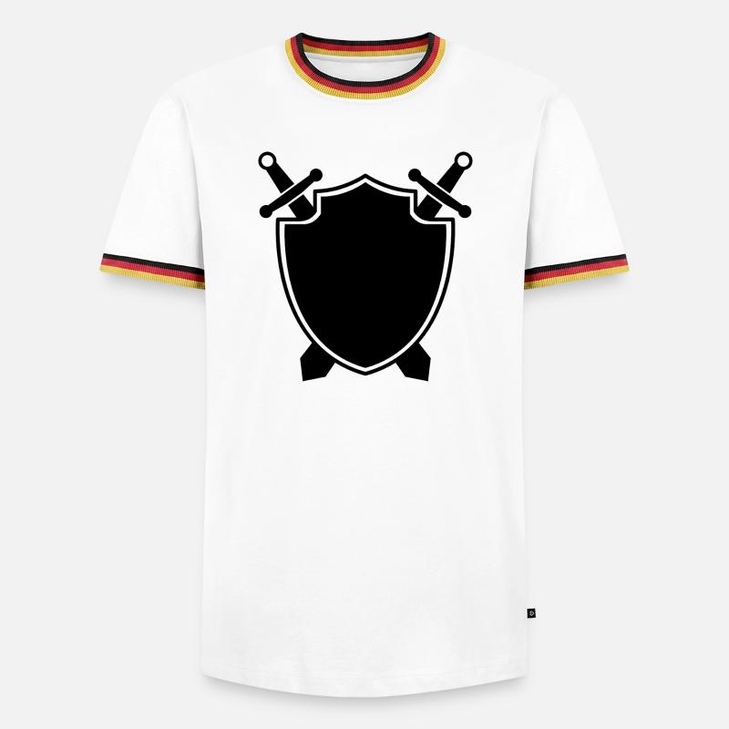 Medieval shield with sword - Men's Ringer Shirt - white/tricolour