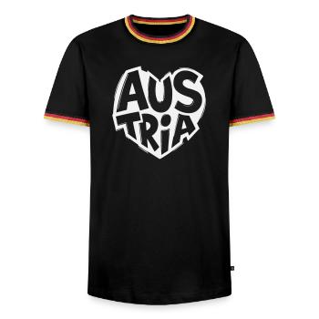 Austria, Austria Heart Logo Vintage - Men's Ringer Shirt - black/tricolour - Front - AI Model Male 178 light (178cm) & AI Model Male 185 light (185cm)