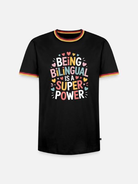 Fremdsprache Sprüche Lustige Fremdsprache Geschenk - Männer Kontrast-T-Shirt - Schwarz/Dreifarbig