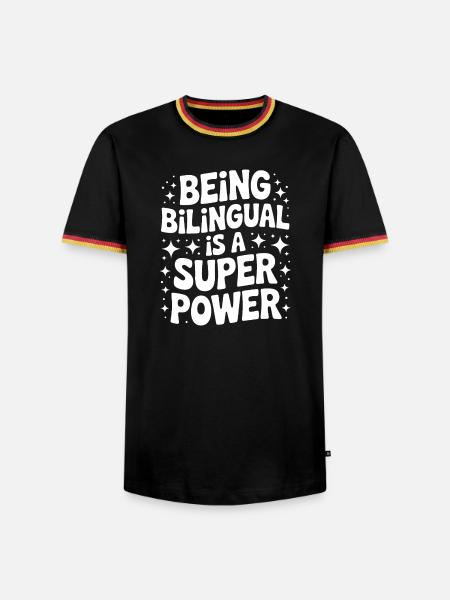 Fremdsprache Sprüche Lustige Fremdsprache Geschenk - Männer Kontrast-T-Shirt - Schwarz/Dreifarbig