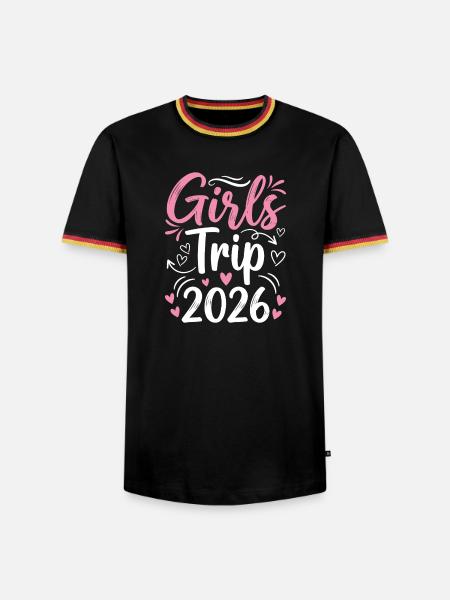 Mädelstrip 2026 Pink Design - Männer Kontrast-T-Shirt - Schwarz/Dreifarbig