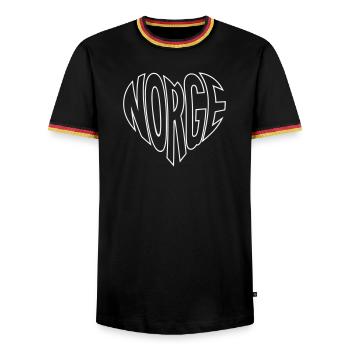 Lettrage en cœur norgé - T-shirt contrasté Homme - noir/tricolore - Devant - AI Model Male 178 light (178cm) & AI Model Male 185 light (185cm)