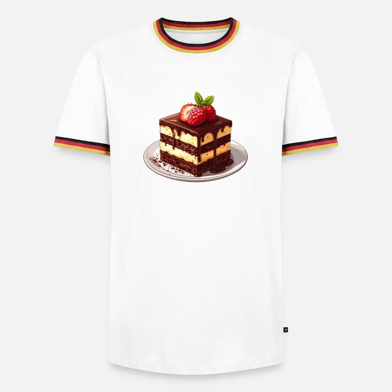 Chocolate cake with raspberry - Men's Ringer Shirt - white/tricolour