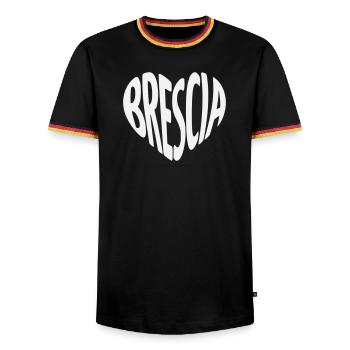 Brescia, Italie Forme du cœur - T-shirt contrasté Homme - noir/tricolore - Devant - AI Model Male 178 light (178cm) & AI Model Male 185 light (185cm)