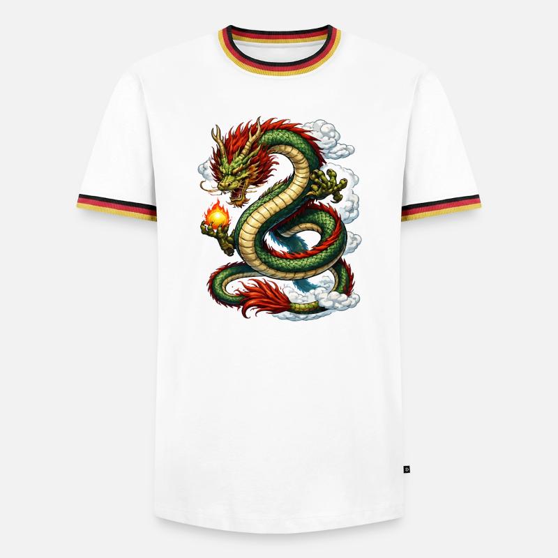 Drache Comic - Männer Kontrast-T-Shirt - Weiß/Dreifarbig