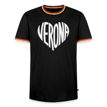 Verona Heart Typography - Men's Ringer Shirt - black/tricolour - Front - AI Model Male 178 light (178cm) & AI Model Male 185 light (185cm)