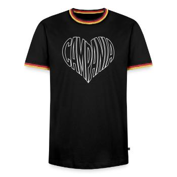 Kampanien, Campania Herz Design - Männer Kontrast-T-Shirt - Schwarz/Dreifarbig - Vorne - AI Model Male 178 light (178cm) & AI Model Male 185 light (185cm)